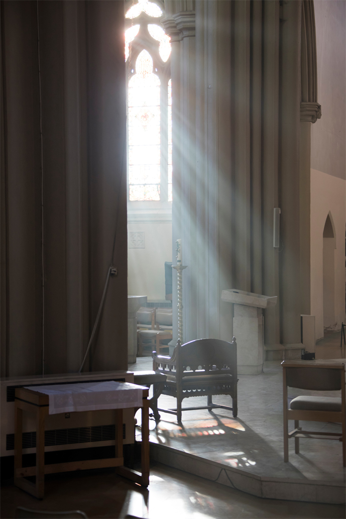 image of the light as it streams through the altar window