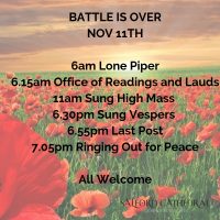 An image of poppys with a text overlay outlining the events at salford cathedral on 11th november